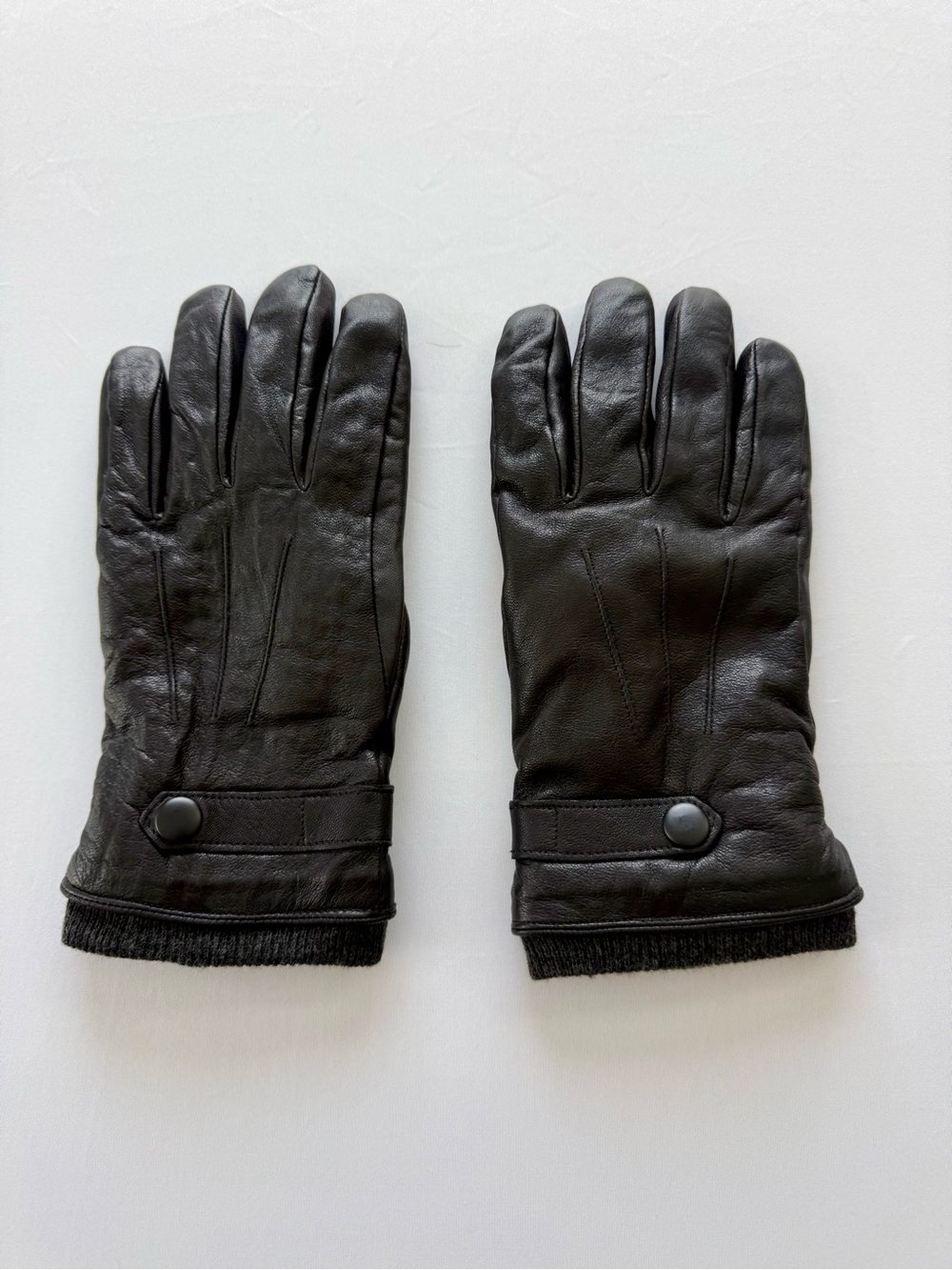 Express Black Leather Gloves with Snap Strap